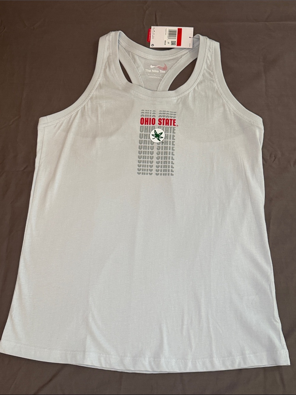 Nike Women's Light Gray Ohio State Racerback Tank Large